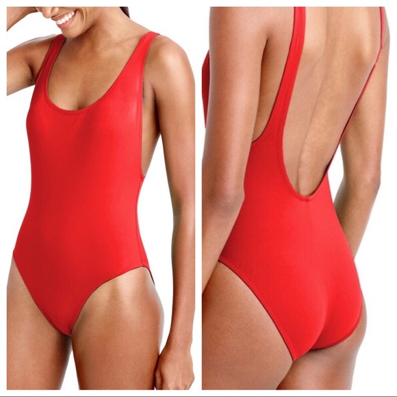 j crew red bathing suit